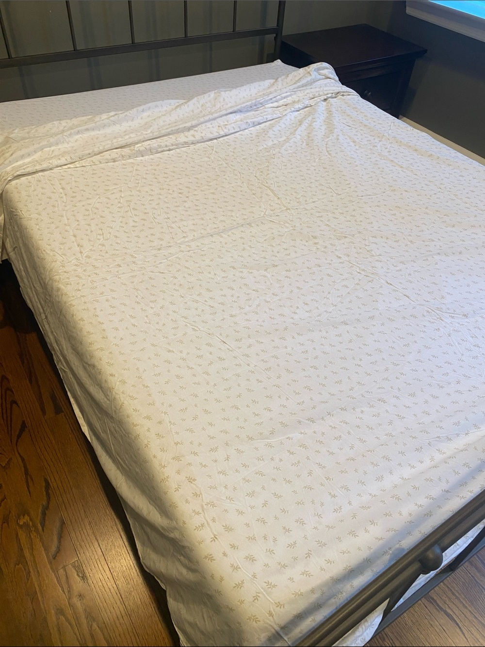 Bee and willow Bed Sheet with Subtle Beige leaf Motif cotton